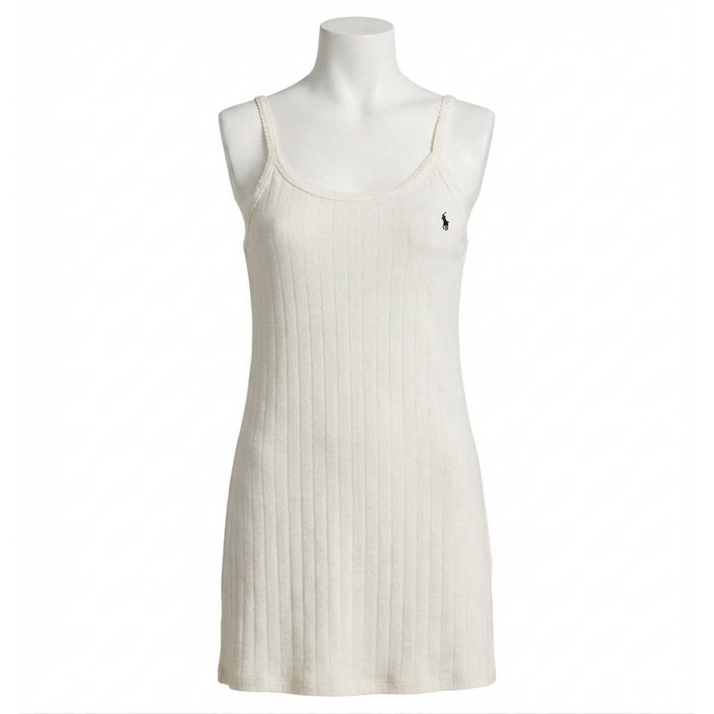 NEW POLO RALPH LAUREN pointelle cami sleep dress in egret